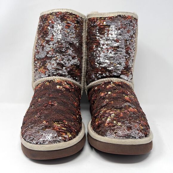 UGG Australia Classic Short Champagne Sequin Shearling 3353 Fall Winter Boots 8 - Picture 6 of 9